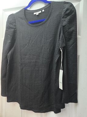 NWT Chico's Black Long Sleeve Textured Top